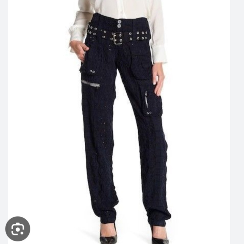Johnny Was Pete and Greta Women's Black Cargo Pants size 6 Cotton and Spandex